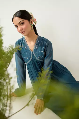 Cobalt blue midnight dress with sharara