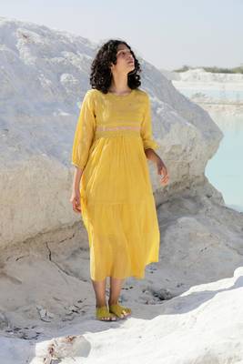 Mustard tiered ozma dress 1