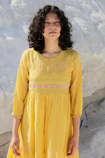Mustard tiered ozma dress