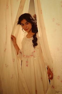 Ivory white miniature printed rose dress 2