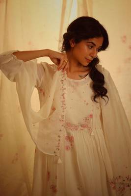 Ivory white miniature printed rose dress 3