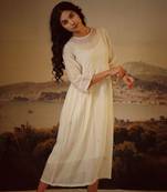 Ivory miniature neck embroidered dress