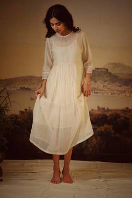 Ivory miniature neck embroidered dress 2