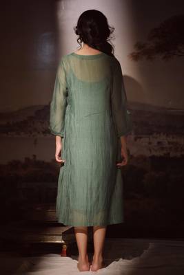 Bottle green juhi yoke dress 5