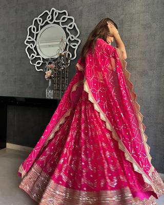 Pink Georgette Sequin and Dori Embroidered Lehenga Choli 5
