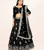 Black Art Silk Lehenga Choli with Sequins and Zari Embroidery Work