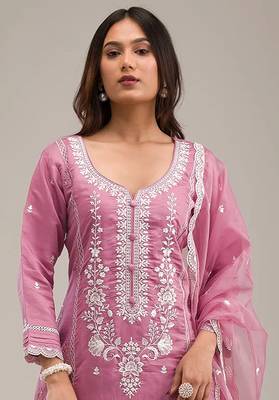 Pink embroidered cotton salwar suit 2