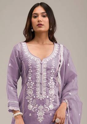Violet embroidered cotton salwar suit 2