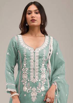 Sky embroidered cotton salwar suit 2
