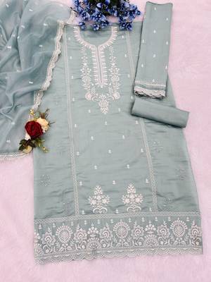 Sky embroidered cotton salwar suit 3