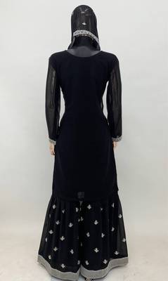 Black embroidered georgette salwar kameez set 3