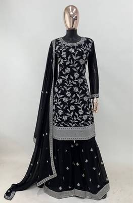 Black embroidered georgette salwar kameez set 4