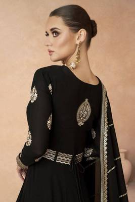 Black embroidered georgette anarkali with dupatta 3