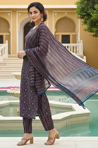 Multicolour Rayon Printed Salwar Suit