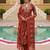 Women red rayon blend floral printed straight kurta trousers with dupatta