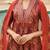 Women red rayon blend floral printed straight kurta trousers with dupatta