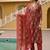 Women red rayon blend floral printed straight kurta trousers with dupatta