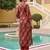 Women red rayon blend floral printed straight kurta trousers with dupatta