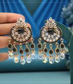 Black color american diamond earrings