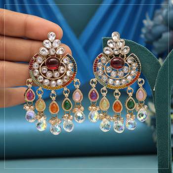 Multi color american diamond earrings 1