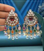 Multi color american diamond earrings