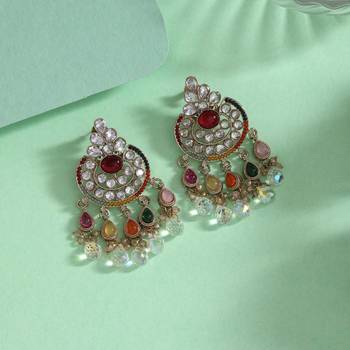 Multi color american diamond earrings 2
