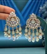 Pista green color american diamond earrings