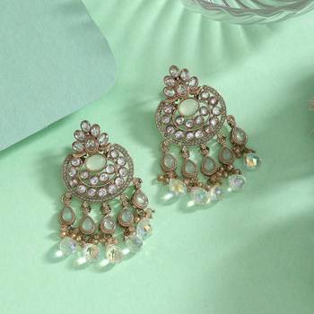 Pista green color american diamond earrings 2