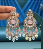 Baby pink color american diamond earrings