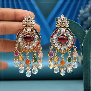 Multi color american diamond earrings 1