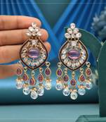 Magenta color american diamond earrings
