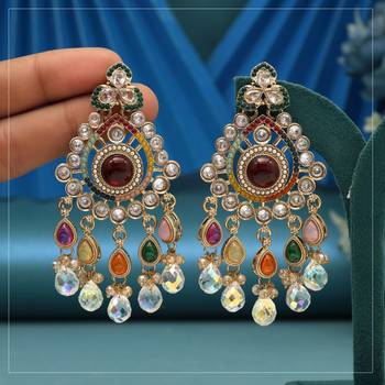 Multi color american diamond earrings 1