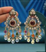 Multi color american diamond earrings