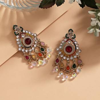Multi color american diamond earrings 2