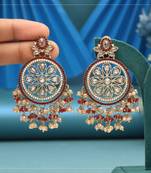 Magenta color american diamond earrings