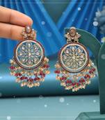 Maroon color american diamond earrings