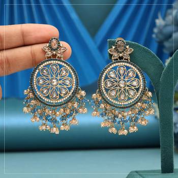 Turquoise blue color american diamond earrings 1