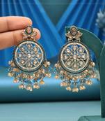 Turquoise blue color american diamond earrings