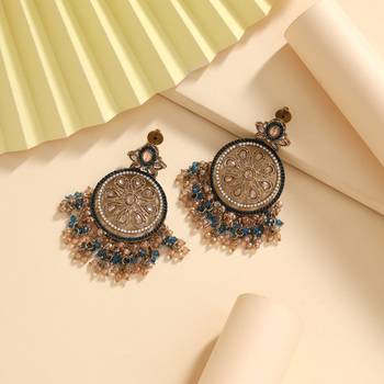 Turquoise blue color american diamond earrings 2