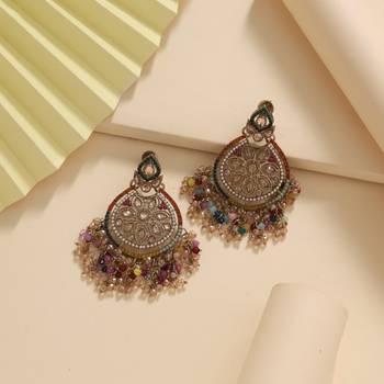 Multi color american diamond earrings 2