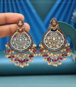 Magenta color american diamond earrings