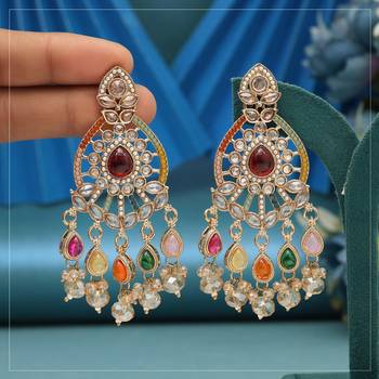 Multi color american diamond earrings 1