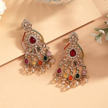 Multi color american diamond earrings 2