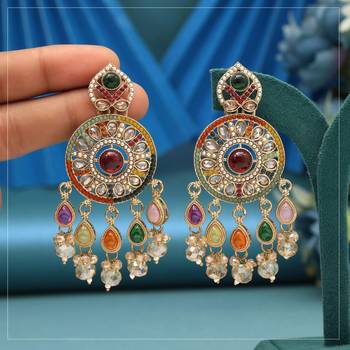 Multi color american diamond earrings 1