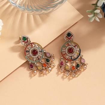 Multi color american diamond earrings 2
