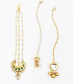 Set of 3 kundan , ghungroos & pearl detailed maang teekas to match all your ethnic outfits