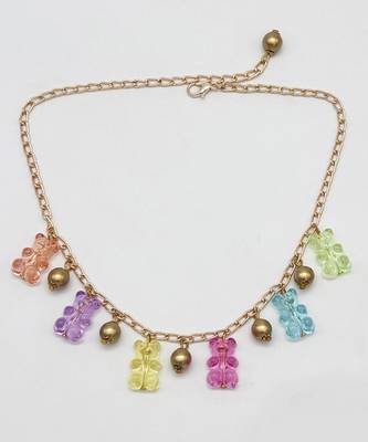 Gummy bear beads embellished necklace & 2 braclets set- multicoloured 2