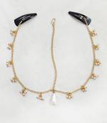 Dangling pearls headchain - off white, gold