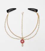 Flower meenakari headchain- magenta, gold