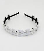 Glam metallic flower hairband - white